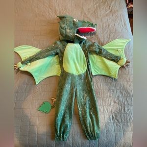 Pottery Barn kids green dragon costume size 4-6Y.